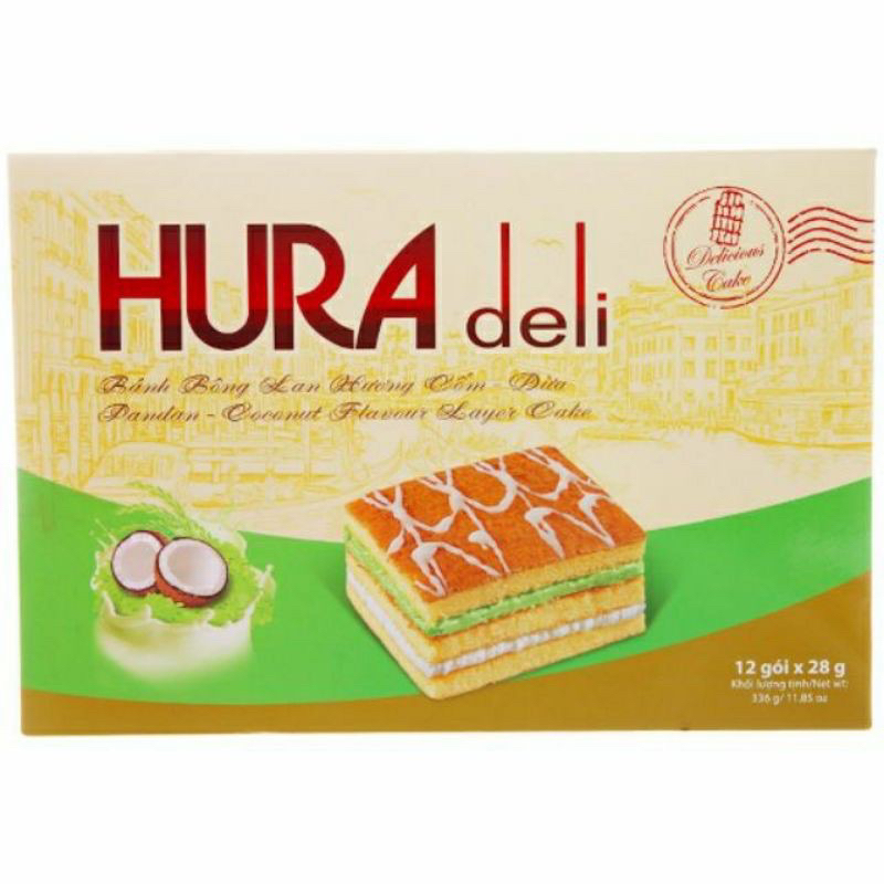 Bánh Bông Lan Hura Deli Hộp 336G (12 gói)