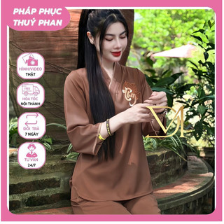Quần áo phật tử ,Đồ bộ đi chùa ,đồ lam lụa cao cấp,Pháp phục thêu chữ Tâm