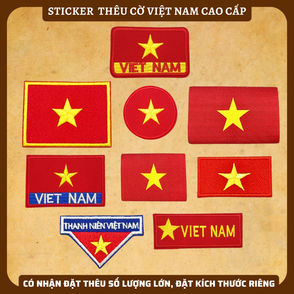 Sticker ủi quần áo, Miếng Dán Patch Ủi dùng trang trí quần áo làm miếng dán quần áo hình Quốc kỳ Việt Nam