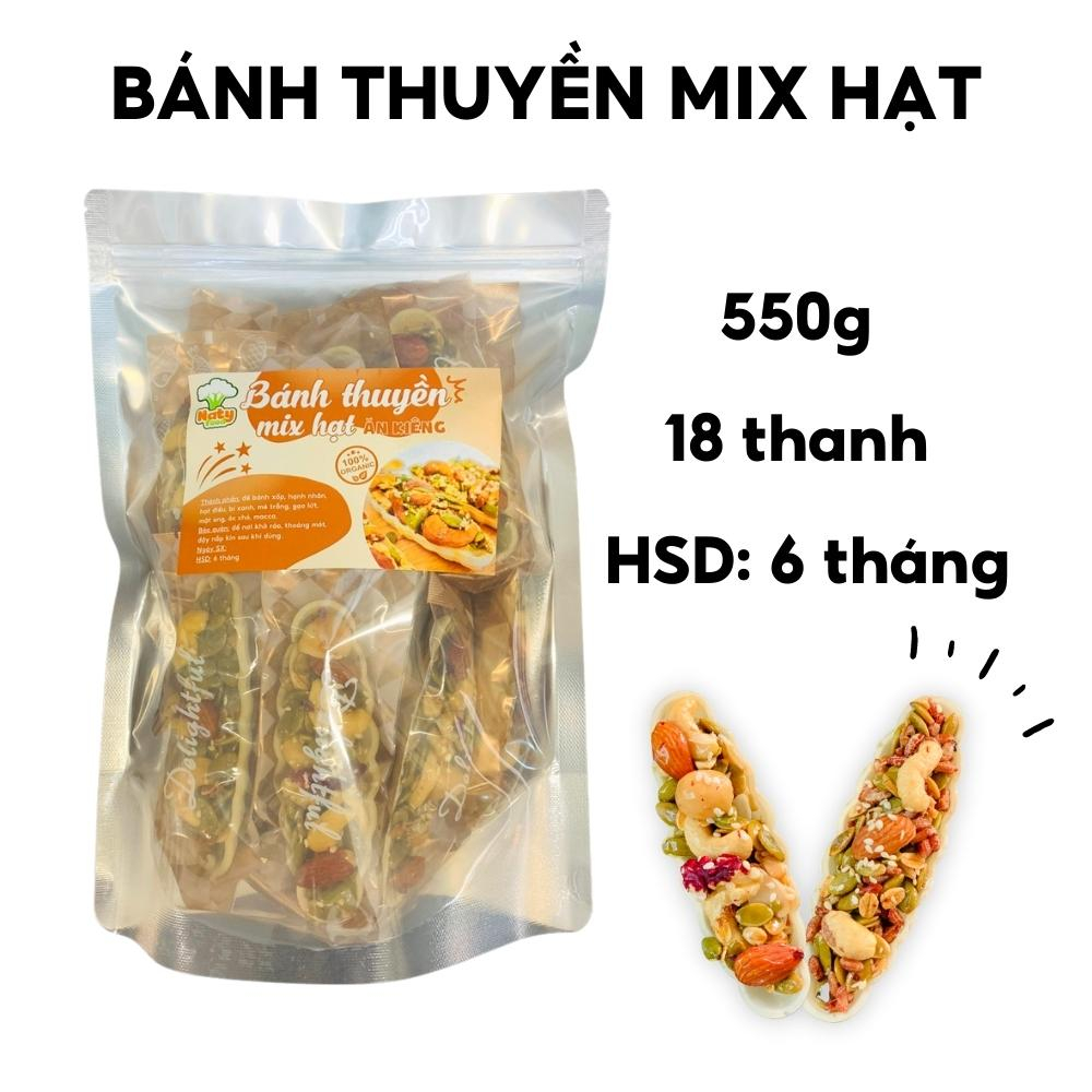 Bánh thuyền mix hạt dinh dưỡng không đường 500g NATY FOOD bánh ngũ cốc gạo lứt mix hạt organic