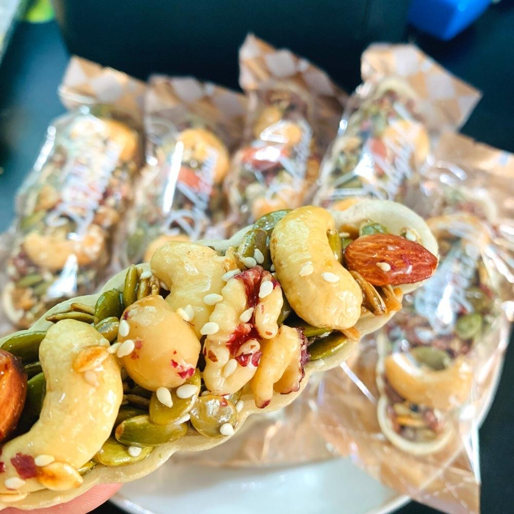 Bánh thuyền mix hạt dinh dưỡng không đường 500g NATY FOOD bánh ngũ cốc gạo lứt mix hạt organic