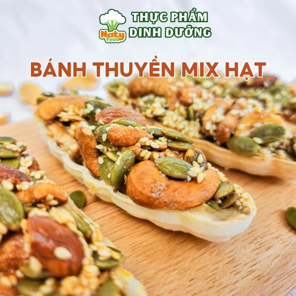 Bánh thuyền mix hạt dinh dưỡng không đường 500g NATY FOOD bánh ngũ cốc gạo lứt mix hạt organic