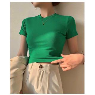 áo croptop thun trơn basic co giãn 4 chiều chất xịn đẹp ạ