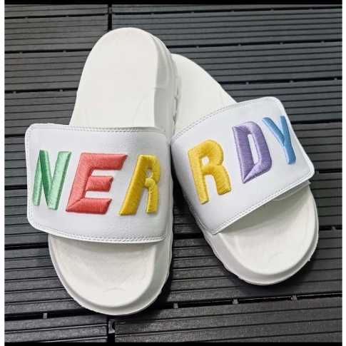 NERRDY THÊU , QUAI DÁN cao cấp 4cm Api bền, chữ NERRDY nhiều màu_ Dép lê thời trang quai ngang nam CD đẹp