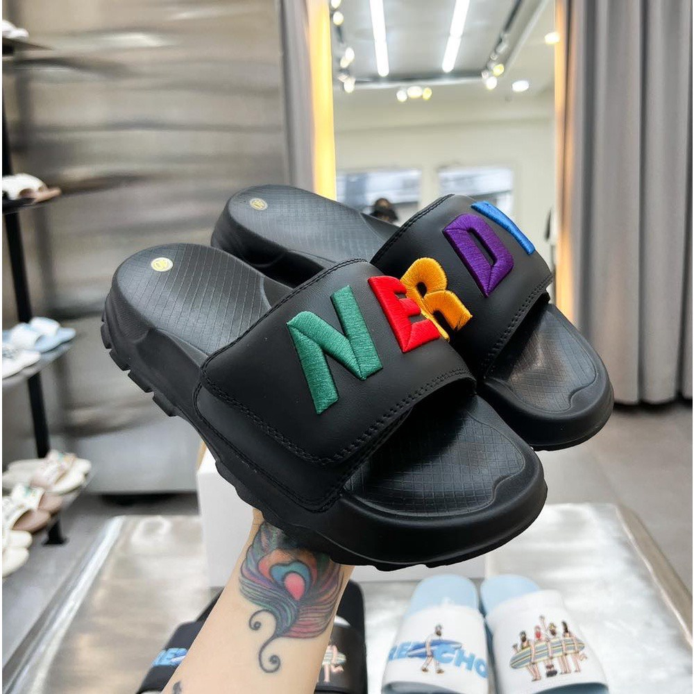 NERRDY THÊU , QUAI DÁN cao cấp 4cm Api bền, chữ NERRDY nhiều màu_ Dép lê thời trang quai ngang nam CD đẹp