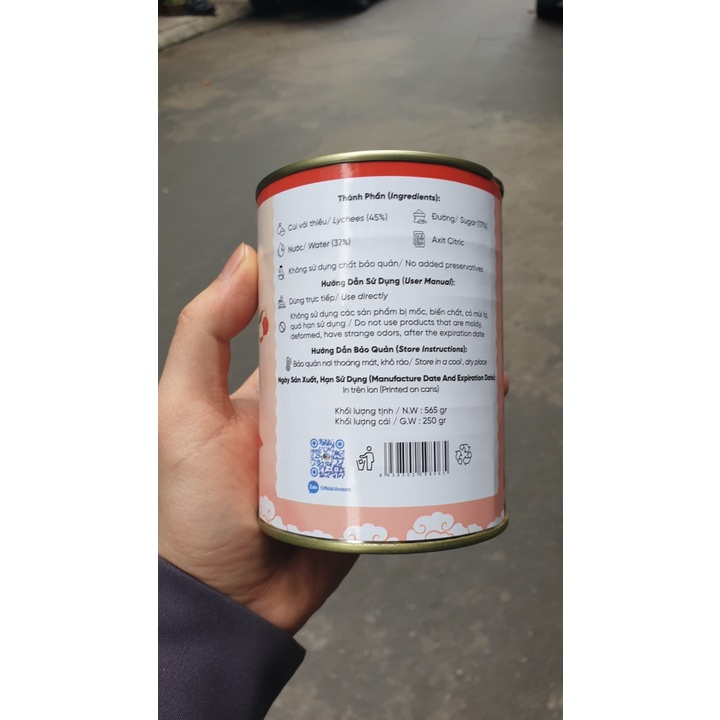 Thùng 12 lon Vải Thiều Ngâm Đường VIFOCO 565gr