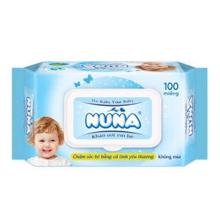 Khăn giấy ướt nuna không mùi - hộp 100 miếng