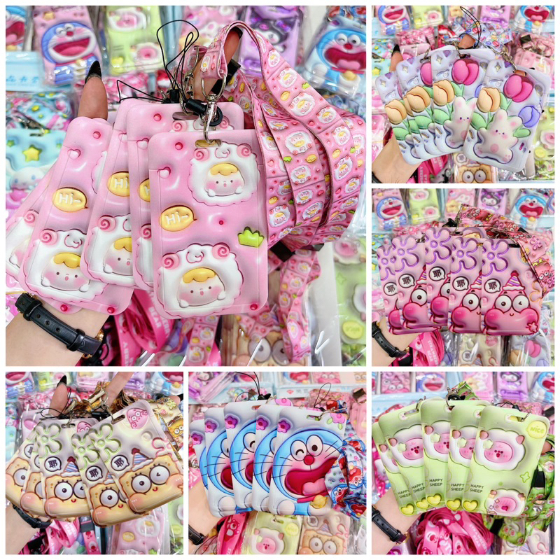 Dây Đeo Thẻ, Bảng Tên Thú 3D Mẫu Gấu Dâu LOTSO, Kuromi, Thỏ, Doraemon, Cừu Dễ Thương