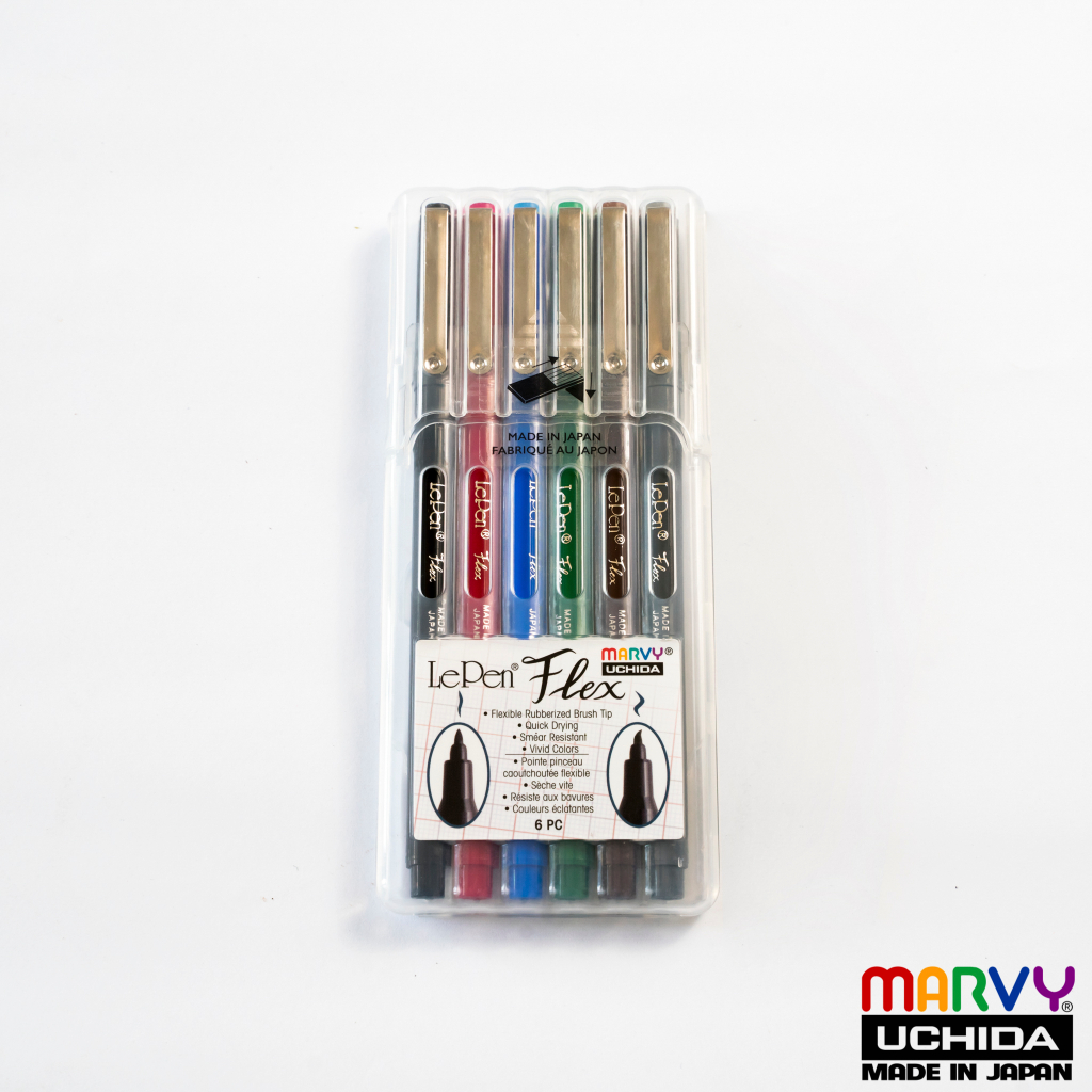Bộ 6 bút lông đầu cọ linh hoạt Le Pen Flex Marvy Uchida 4800_6B