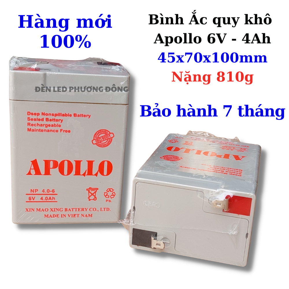Bình Ắc Quy Khô Apolo 6V-5Ah, 6V-4Ah