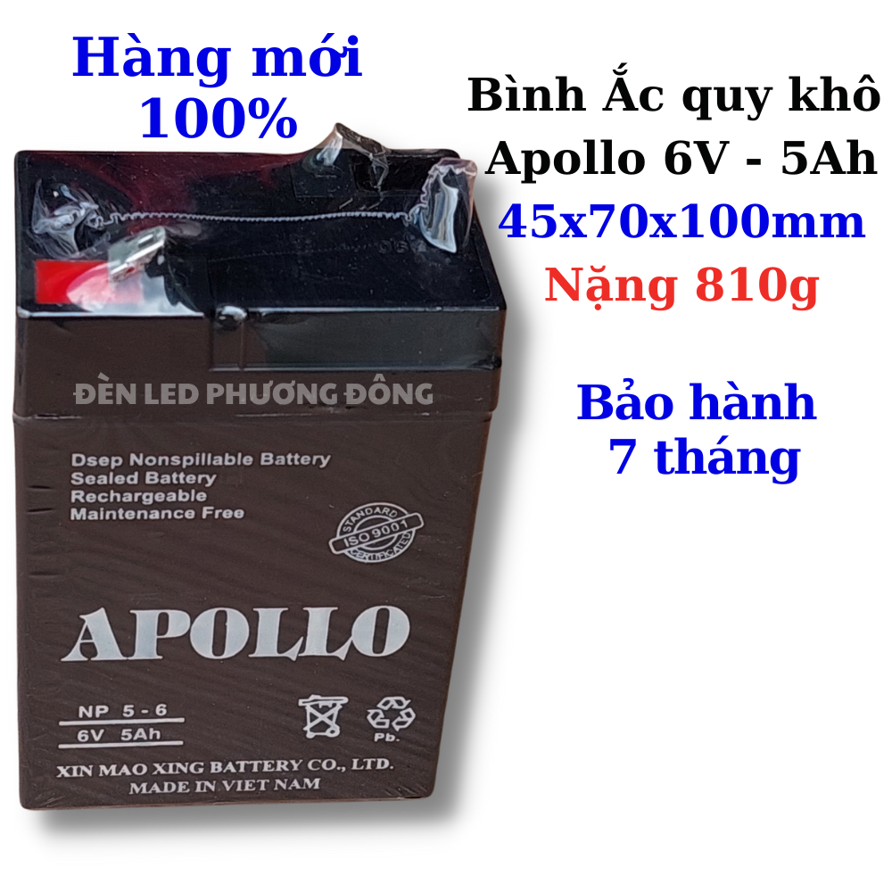Bình Ắc Quy Khô Apolo 6V-5Ah, 6V-4Ah