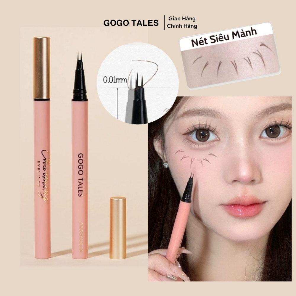 Bút Kẻ Mắt Mi Dưới Nét Mảnh Chống Nước GOGO TALES Charming GT526 2 ngòi 0.55g GOGOTALES bút kẻ dễ kẻ mắt đều mực