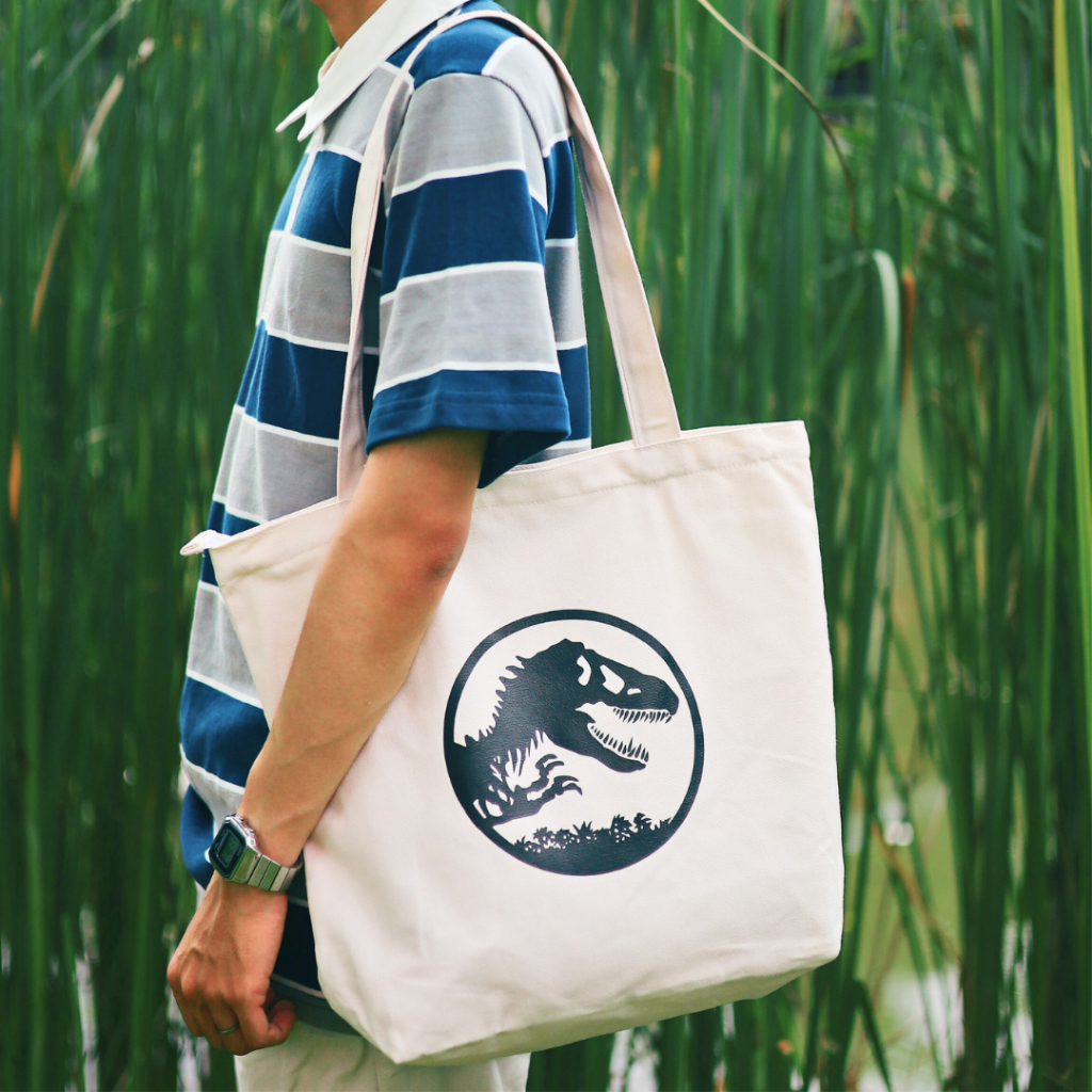 Túi tote custom t-rex khủng long unisex canvas đơn giản giá rẻ