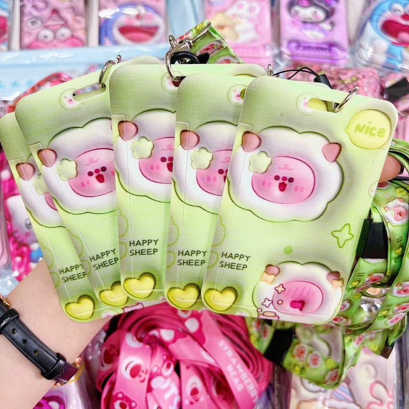 Dây Đeo Thẻ, Bảng Tên Thú 3D Mẫu Gấu Dâu LOTSO, Kuromi, Thỏ, Doraemon, Cừu Dễ Thương