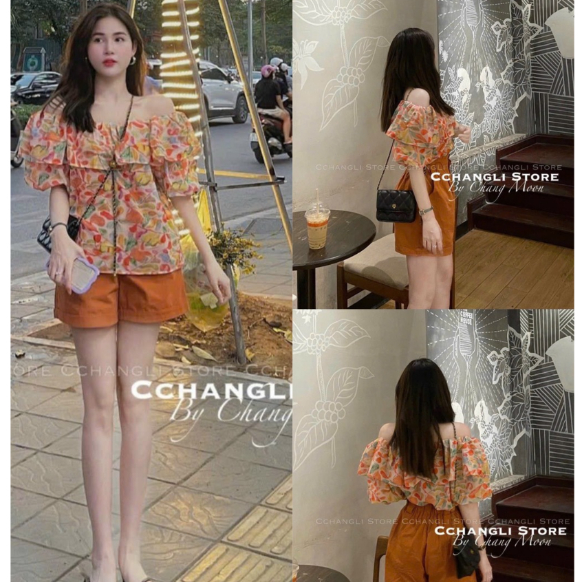 Set bộ đùi áo lụa tiểu thư in hoa đa màu sắc mix quần đùi siêu dể thương dành cho nàng đi chơi,đi dạo phố.đi biển