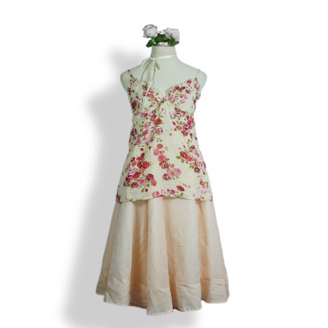 Flora Set 🌸 2hand Set,Vintage Set, Cami hoa, Áo 2 dây, Chân váy voan 2 lớp, Chân váy vintage