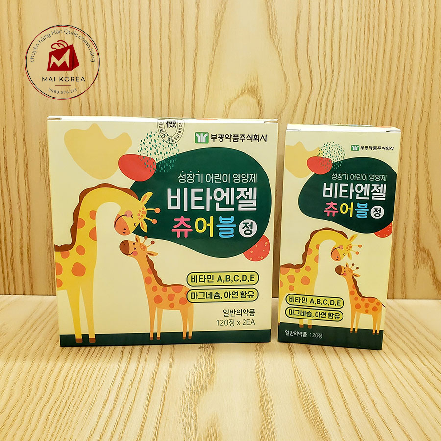 Viên uống tăng chiều cao bổ sung canxi cho trẻ Hàn Quốc tăng chiều cao hươu cao cổ vị cam sữa