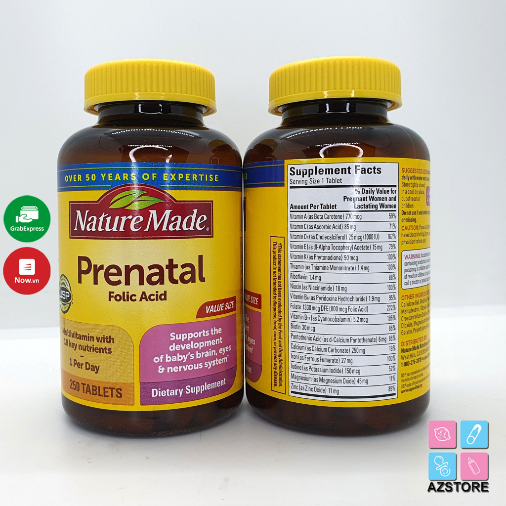 Vitamin bầu Prenatal + DHA 200mg Nature Made : Mỹ