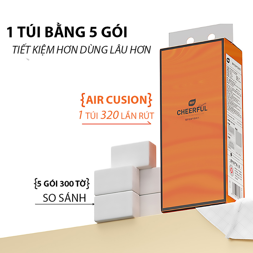 Giấy rút treo tường 1280 tờ Cheeful tiện lợi, giấy nội địa trung cao cấp 4 lớp HF010