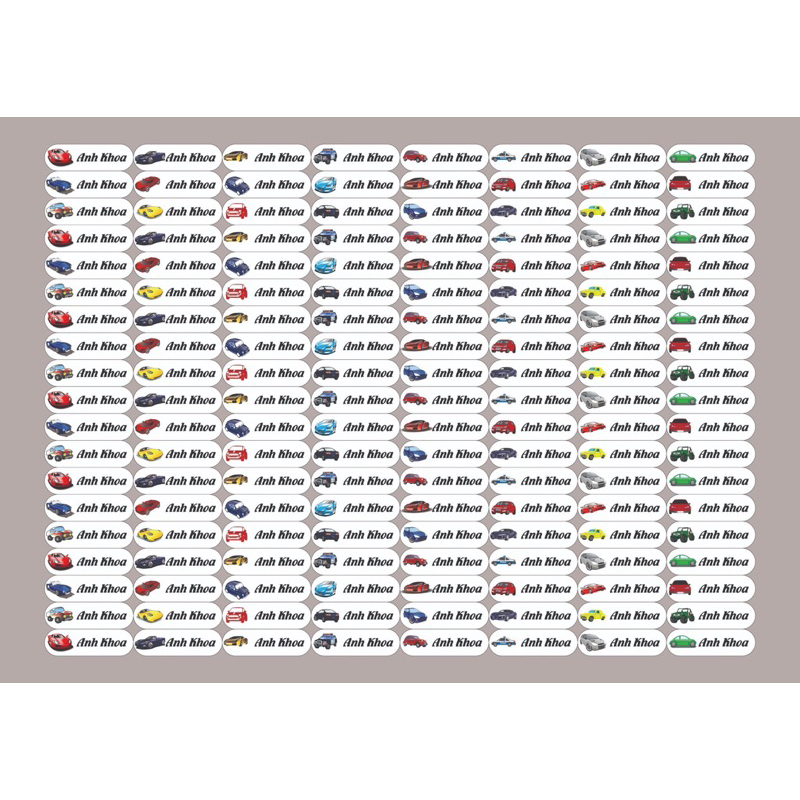 Set 150 sticker in tên cho bé theo yêu cầu