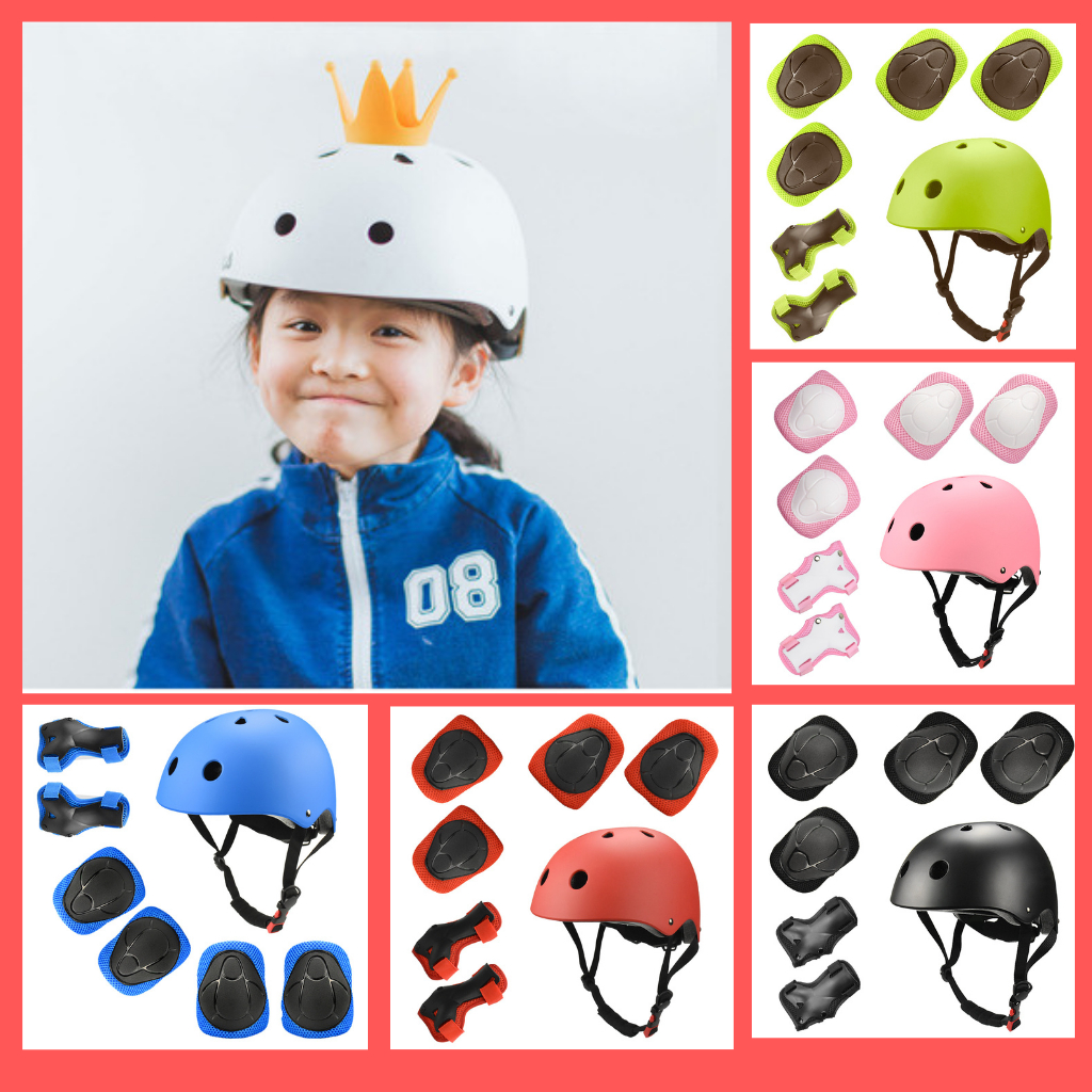 mũ, nón bảo hiểm, Bộ bảo hộ tay chân 6 món cho bé 2-15 tuổi, an toàn tập xe đạp, trượt scooter, chòi chân, thăng bằng