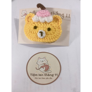 Kẹp tóc hình gấu bằng len handmade