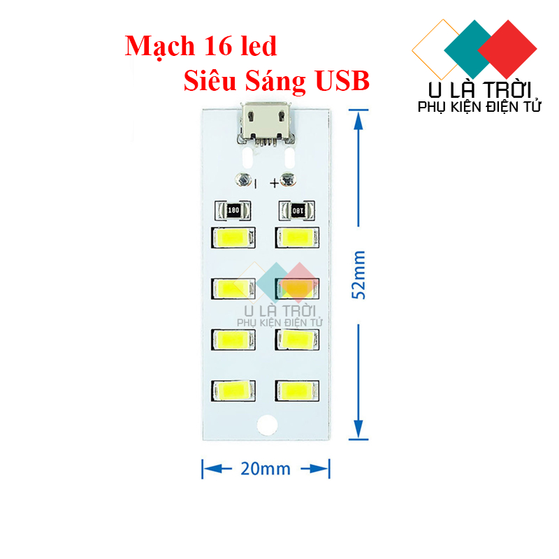 Mạch led 8/12/16/20 led siêu sáng dùng nguồn micro usb 5V