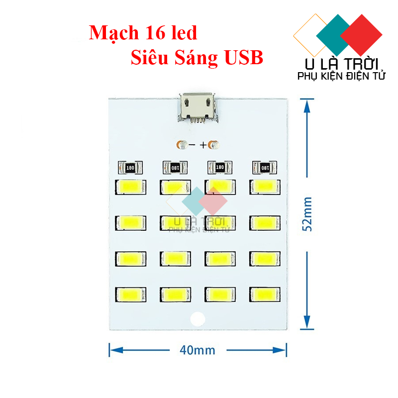 Mạch led 8/12/16/20 led siêu sáng dùng nguồn micro usb 5V