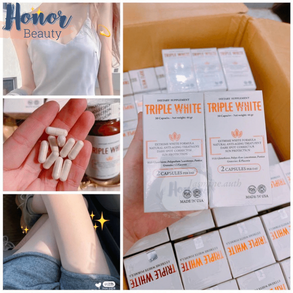 Viên uống trắng da Triple White - Viên uống Glutathion 1200mg, trắng da, mờ nám.