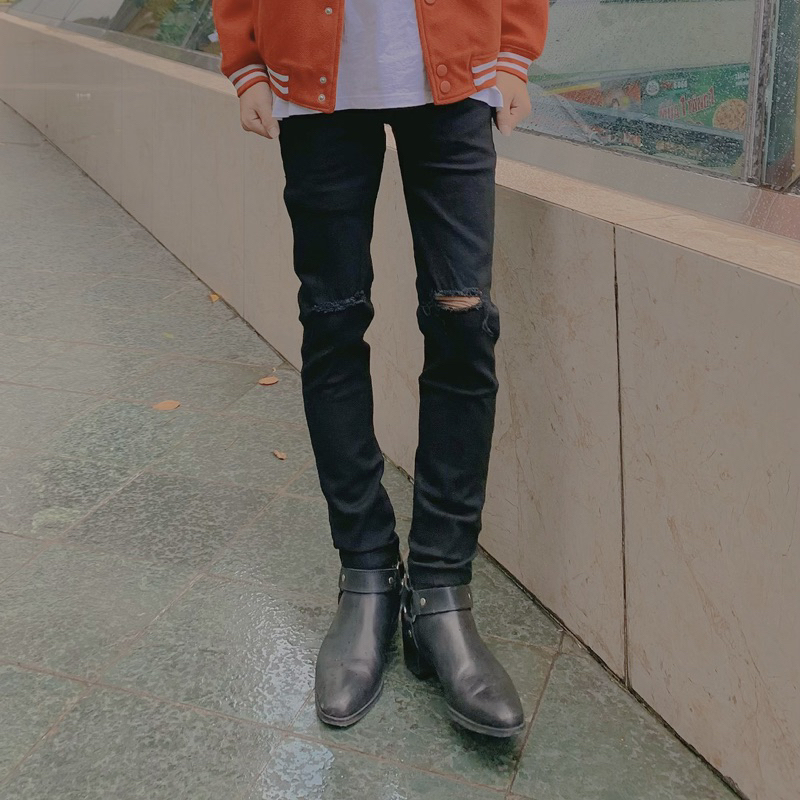 Quần jean rách gối thời trang nam MiX STUDIO skinny jean nam co dãn rách đẹp hot trend