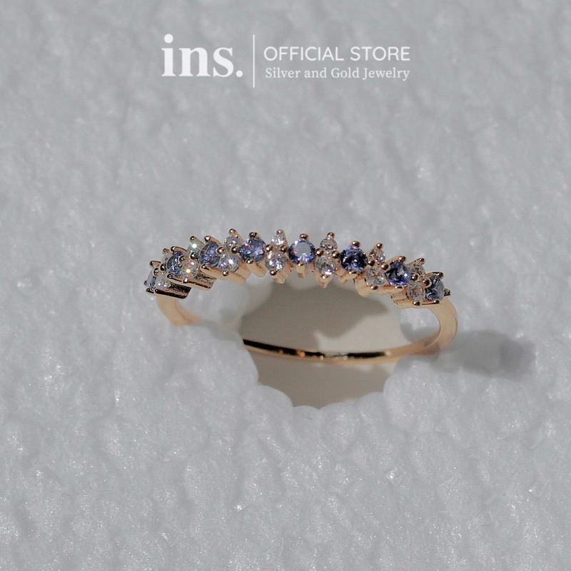 Nhẫn bạc nữ INS đính đá Tanzanite cao cấp lấp lánh