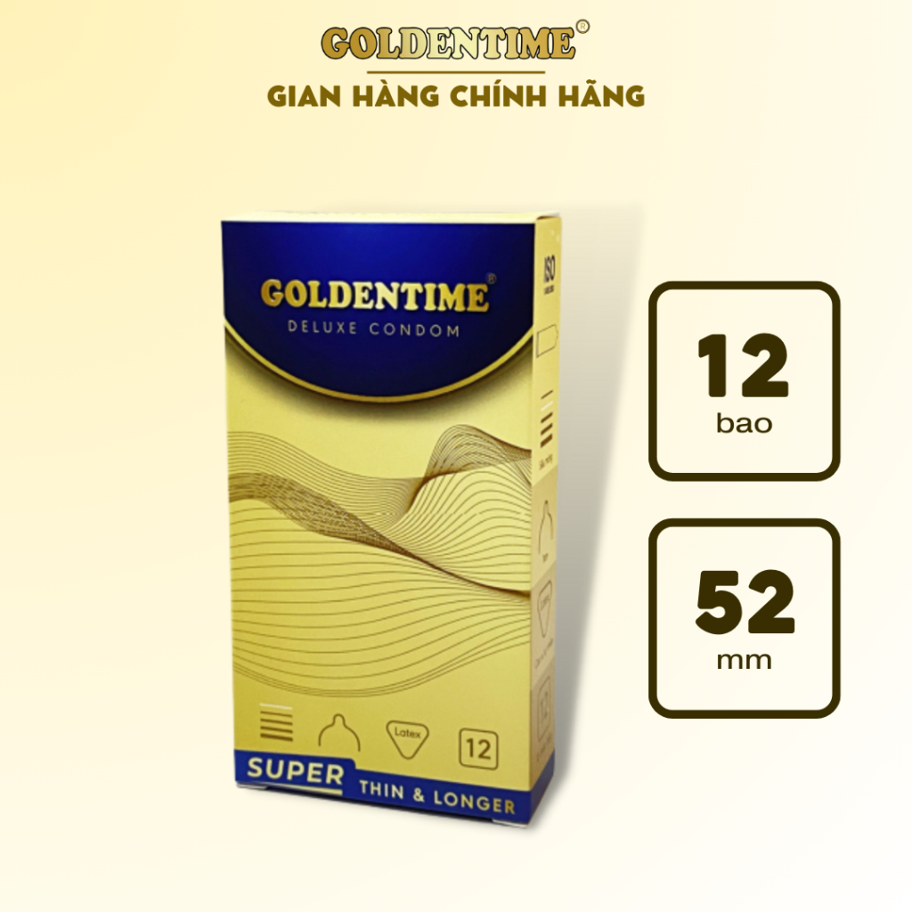 Bao cao su Siêu mỏng GOLDENTIME Super Thin & Longer kéo dài size 52mm