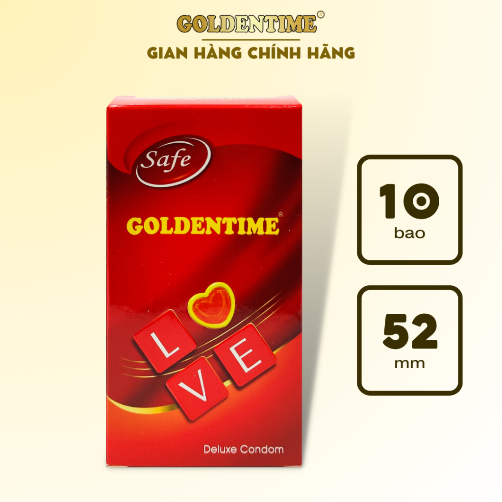 Bao cao su GOLDENTIME Love trơn mịn công nghệ Hàn Quốc size 52mm