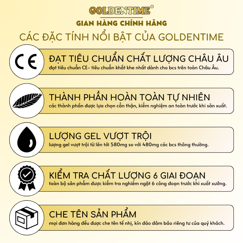 Bao cao su Siêu mỏng GOLDENTIME Super Long & Strong kéo dài cao cấp gân gai size 52mm