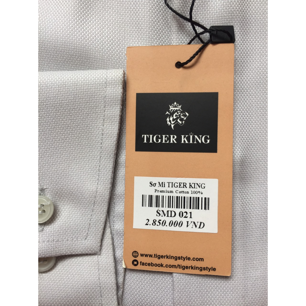 Áo sơ mi nam dài tay Tiger king SMD021 màu xám bạc, slimfit, cotton từ bột gỗ, cắt may thủ cồn cao cấp, mềm mát