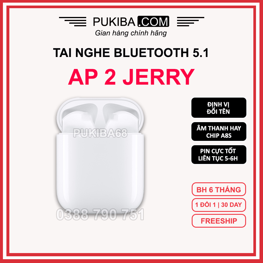 Tai Nghe Bluetooth AiP 2 Jerry Mẫu Mới 2023, Chip A8s, Định Vị Đổi Tên, Pin 5H, Giá Hạt Dẻ, Delay Game Cực Ít, 1 Đổi 1