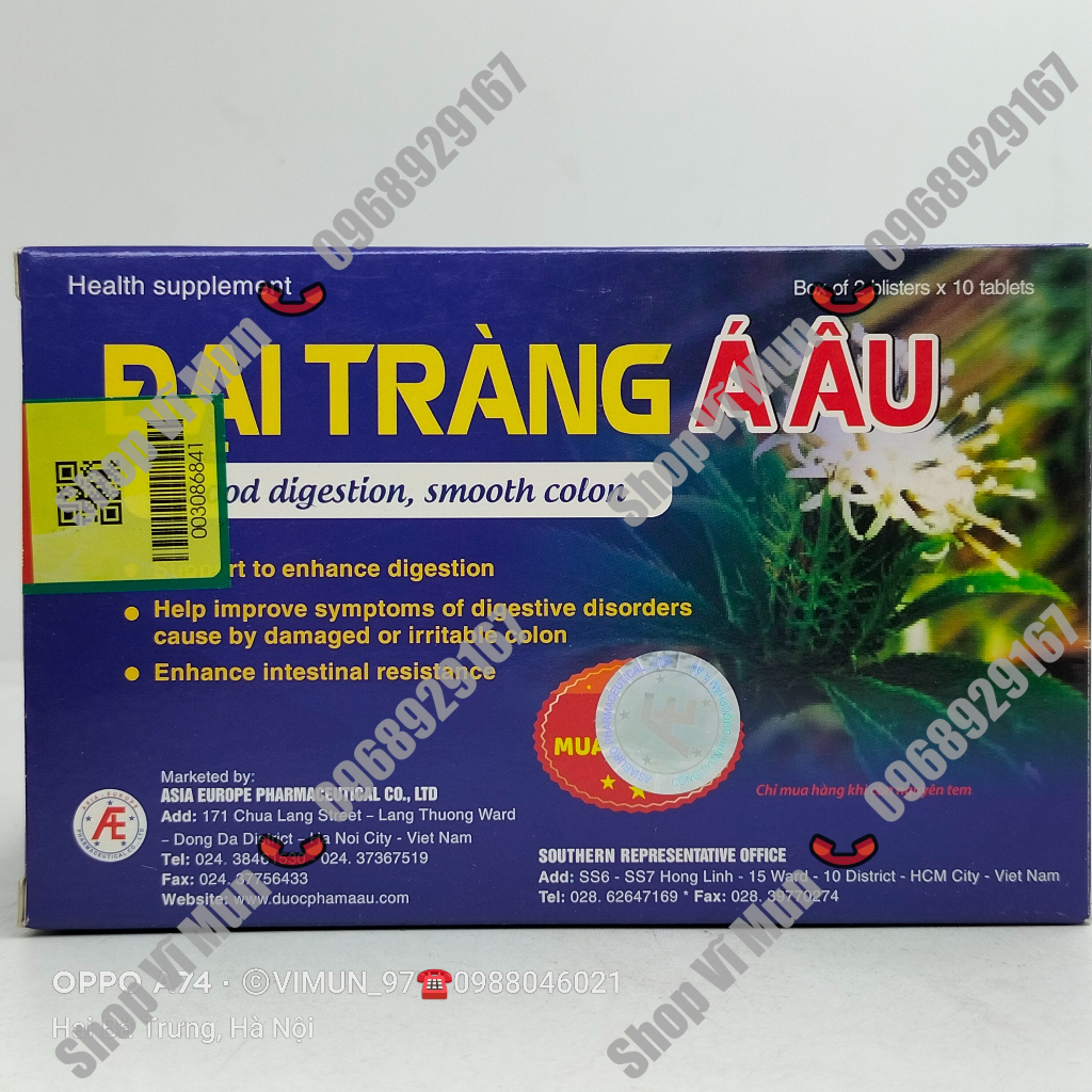ĐẠI TRÀNG Á ÂU - Giúp cải thiện rối loạn tiêu hóa, nâng cao sức đề kháng đường ruột hộp 20 viên