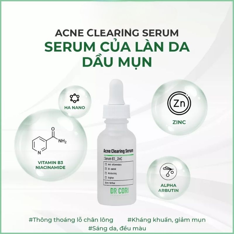 Serum Cho Da Mụn Dr Cori _ Acne Clearing Serum _ Serum B3 ZinC