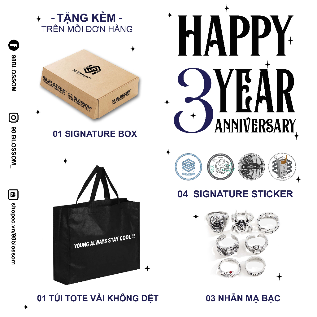 Túi tote vải không dệt Localbrand 98.Blossom  "YOUNG ALWAYS STAY COOL !!"