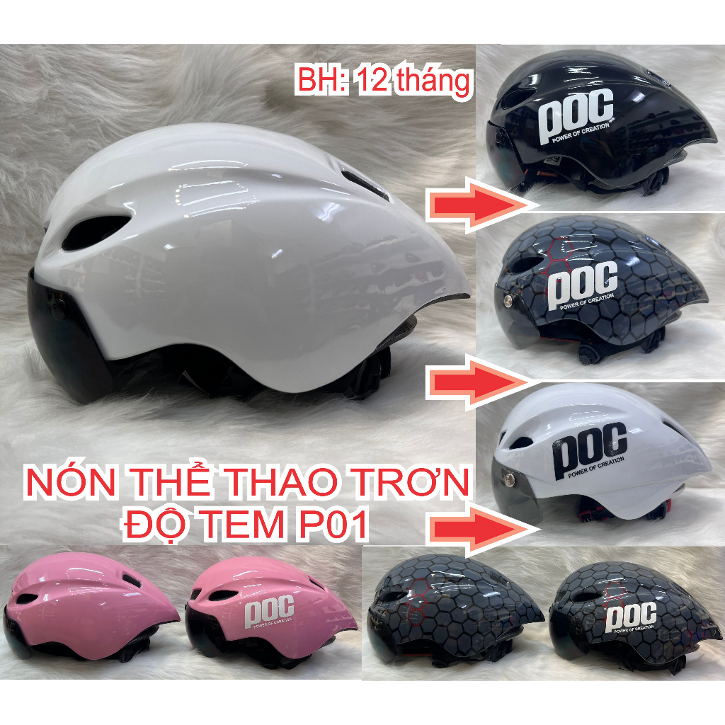 Nón bảo hiểm xe đạp thể thao có gắn kính hít nam châm từ tính - Mũ xe đạp có kính đen xám trắng carbon có túi vải winmax