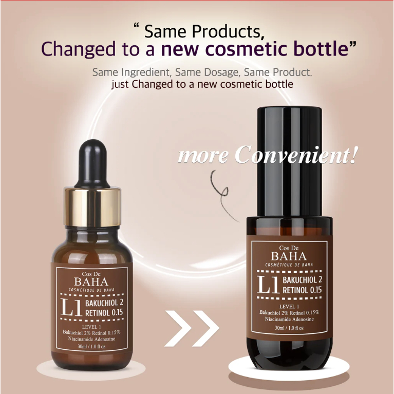 Serum chống lão hóa da nhạy cảm COSDE BAHA L1 BAKUCHIOL 2% SERUM WITH RETINOL