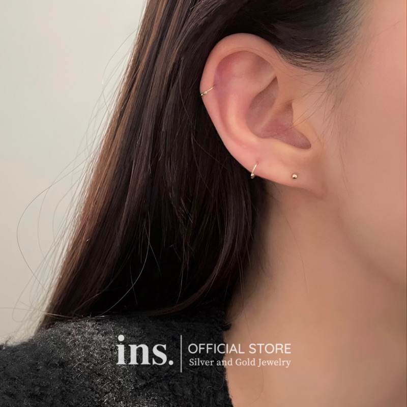 Khuyên tai bạc INS khoen tròn SLIM HOOP thiết kế mảnh đơn giản cá tính / GIÁ 1 CHIẾC