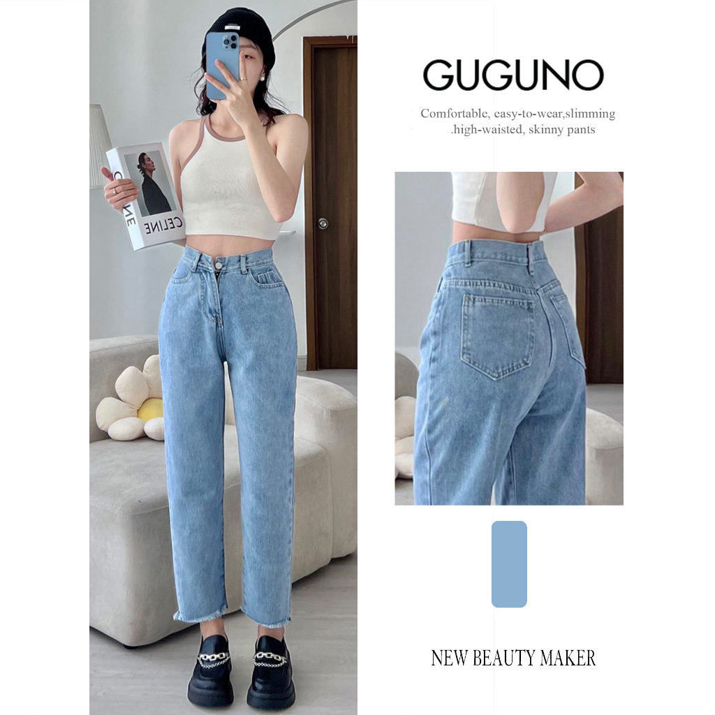 Quần jeans nữ baggy Guguno (Mẫu thật)