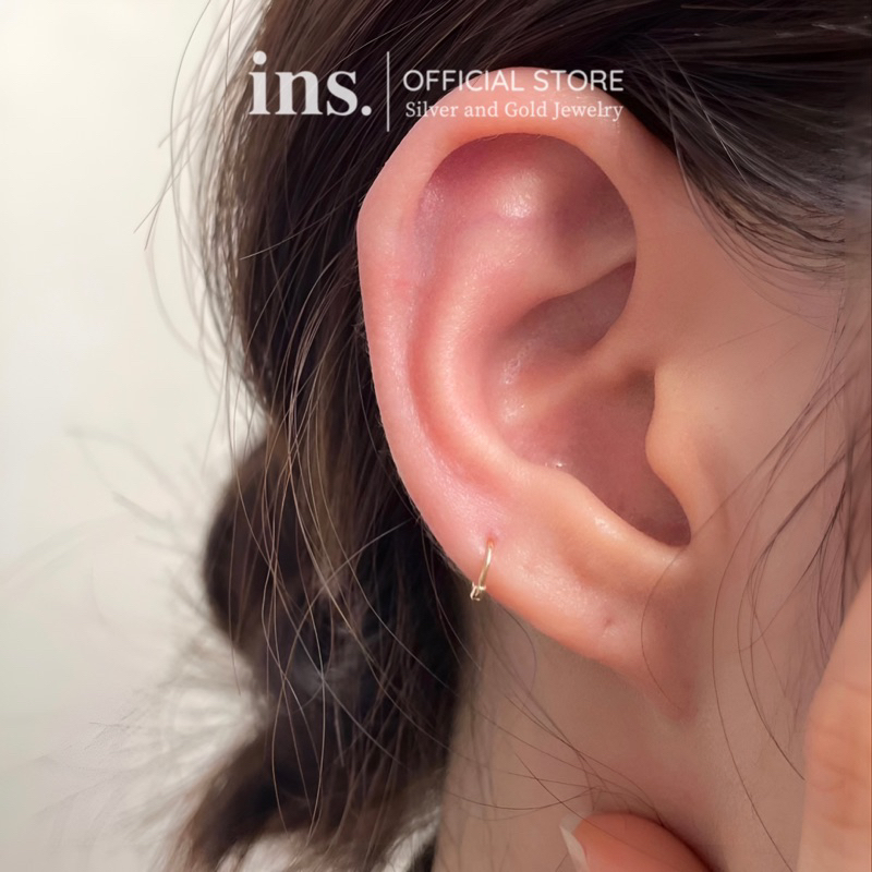 Khuyên tai bạc INS khoen tròn SLIM HOOP thiết kế mảnh đơn giản cá tính / GIÁ 1 CHIẾC