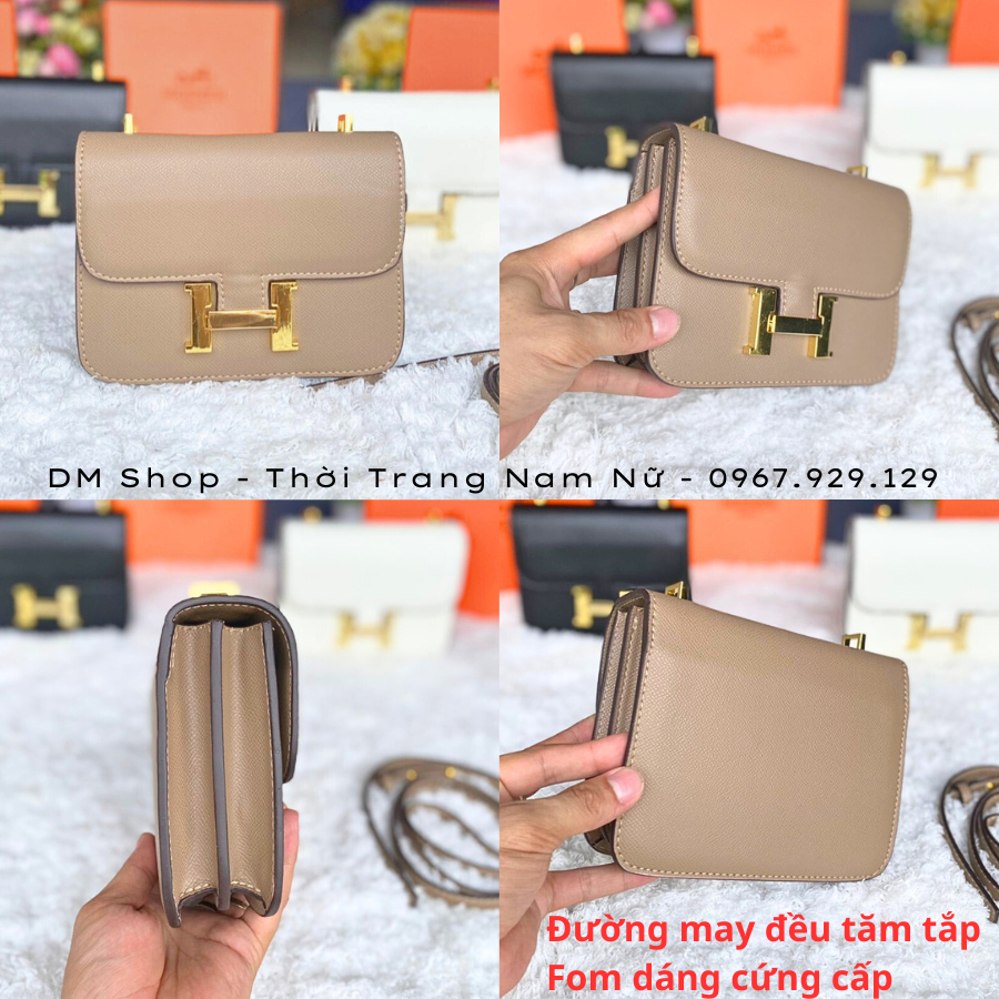 Túi Xách HM Đeo Vai Hình Vuông da vân sần xách tay thời trang , Túi xách đeo chéo Her.mer xịn sò Fulll box bill  Dm Shop