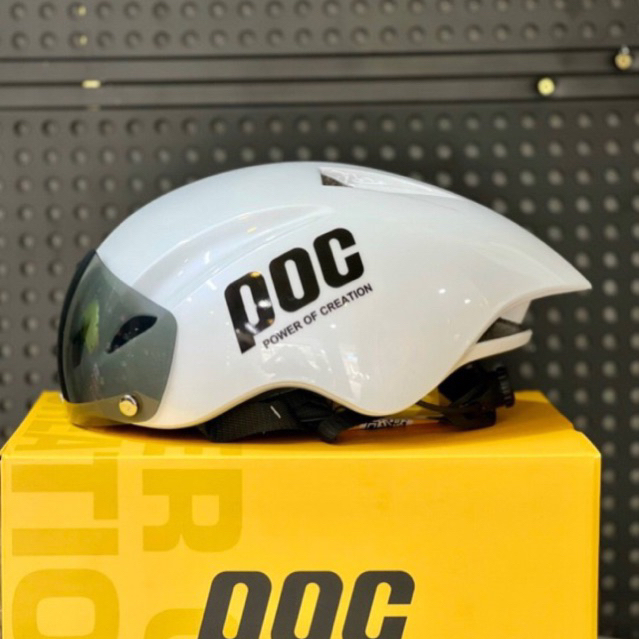 MŨ THỂ THAO NHẬP KHẨU POC 01 Trắng Bóng ĐUÔI NHỌN CHÍNH HÃNG, KÈM KÍNH VÀ Fullbox, BH 12 tháng