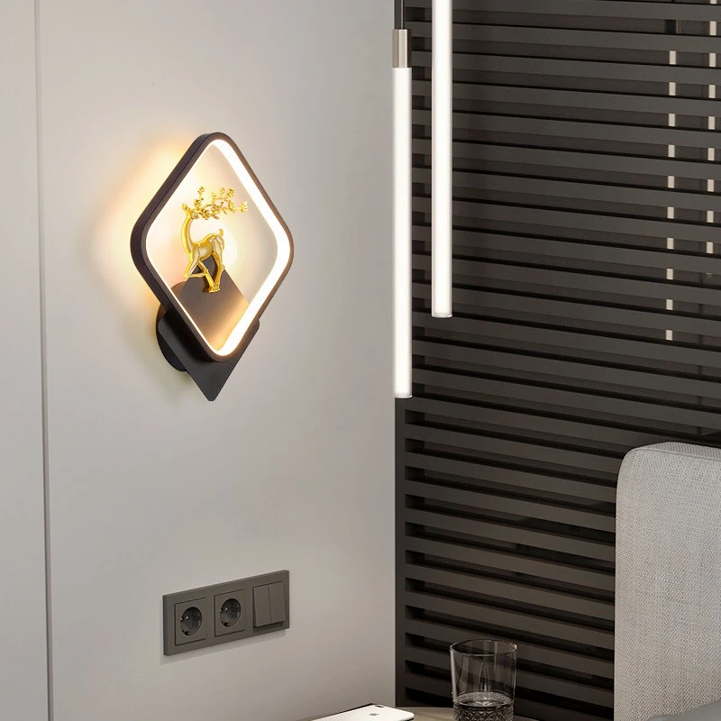 Đèn Led Gắn Tường Hình Hươu Trang Trí Nội Thất 3 Chế Độ Sáng