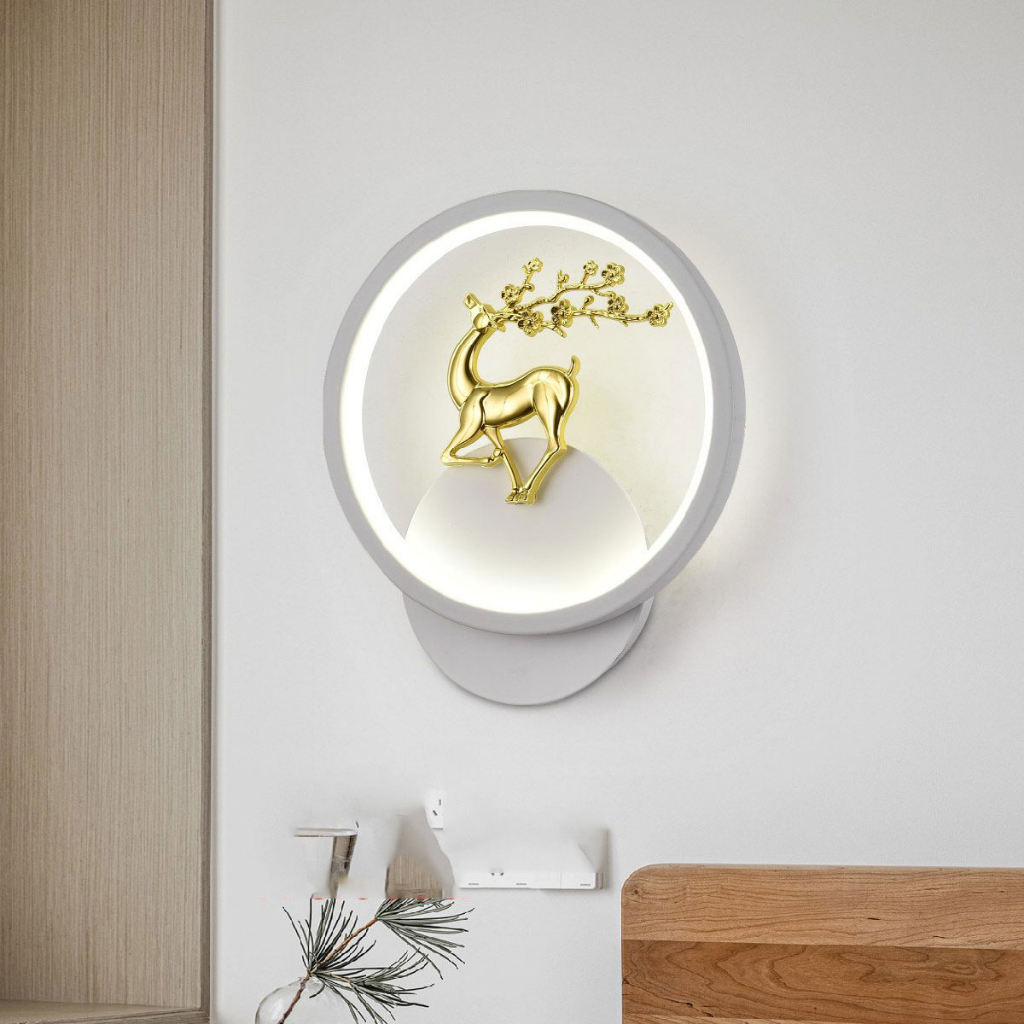 Đèn Led Gắn Tường Hình Hươu Trang Trí Nội Thất 3 Chế Độ Sáng