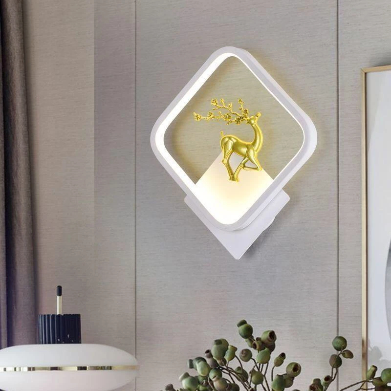 Đèn Led Gắn Tường Hình Hươu Trang Trí Nội Thất 3 Chế Độ Sáng