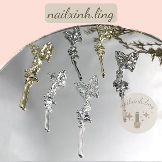 Charm bướm dây kim loại nhiều màu - c10 / charm bướm dây xích đính trang trí móng phong cách sang trọng đủ màu sắc